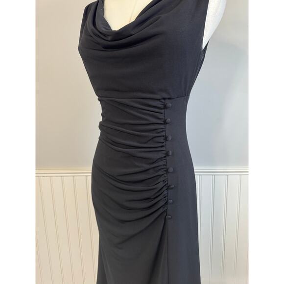 White House | Black Market Drape V Neck Dress With Ruching and Buttons Size 2 - Picture 2 of 5